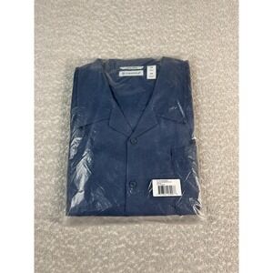 Cubavera Shirt Mens 3XL Blue Solid 100% Linen Short Sleeve Button Up Casual